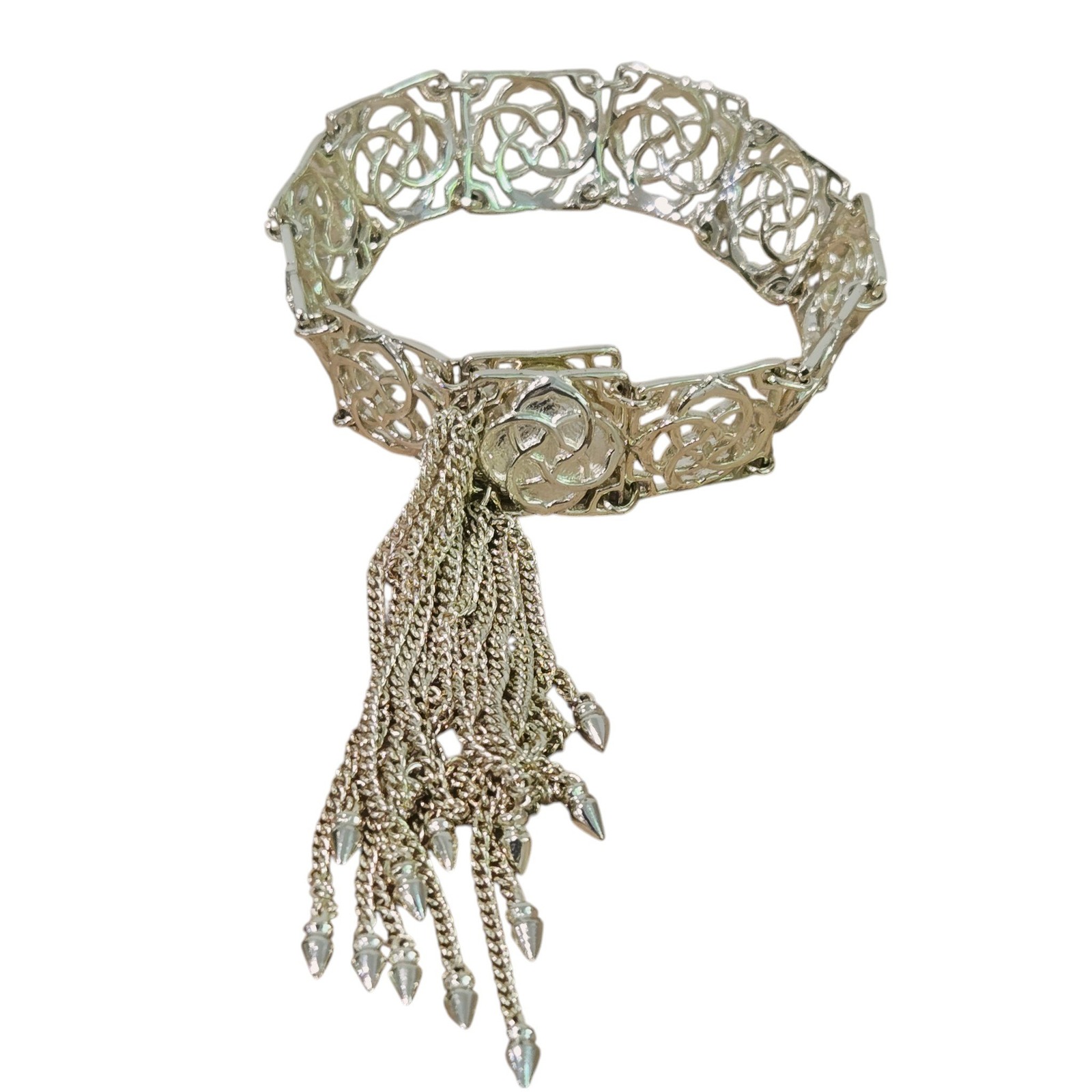Kendra Scott Fringe Cuff Bracelet Gold Filigree Logo Detail Snap Closure Tassel